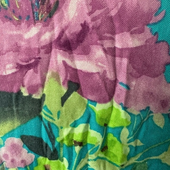 Caribbean  Joe Island Supply Co. Silk Red(1) Blue (1) Floral Print Womens Top M - Picture 9 of 12